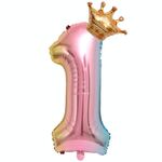 Palloncino digitale con corona di colore sfumato da 32 pollici Palloncino con pellicola per decorazione compleanno per bambini(Numero 1)