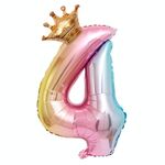 Palloncino digitale con corona di colore sfumato da 32 pollici Palloncino con pellicola per decorazione compleanno per bambini (Numero 4)