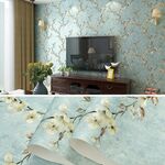 0.53x3m Retro 3D stereo prugna blossom wallpaper camera da letto camera da letto soggiorno TV sfondo sfondo wallpaper autoadesiva (8804-3 luce blu una versione)