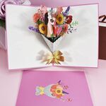 Biglietto di auguri con bouquet per la festa della mamma da 2 pezzi Biglietto di benedizione stereo 3D e biglietto di ringraziamento