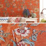 0.53x5m 3D stereoretro autoadesivo autoadesivo wallpaper non tessuto carta da parati pastorale floreale da camera da letto soggiorno TV Sfondo sfondo wall sticker (0403 grande fiore arancione)