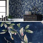 0.53x5m 3D stereoretro autoadesivo autoadesivo wallpaper non tessuto carta da parati pastorale floreale da camera da letto soggiorno TV Sfondo sfondo wall sticker (1029 scuro blu)