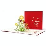 Biglietto di auguri tridimensionale del ringraziamento 2 pezzi Biglietto di auguri tridimensionale 3D girasole piccolo fatto a mano