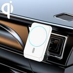 JJT-969 15W Max Output Magnetic Car Outlet Bracket Caricabatterie wireless (bianco)