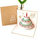 2 pezzi 3D tridimensionale torta compleanno carta regalo fatto a mano per bambini piccola carta (copertina dorata)