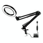 LED protezione degli occhi di lettura libro leggero clip pieghevole usb lindolante di ingrandimento luce di manutenzione elettronica (5x-s (nero))