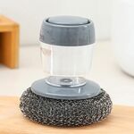 3 PZ Spazzola per pulizia multifunzione a spinta Detergente da cucina Aggiunta automatica di liquidi Spazzola per lavastoviglie (Spazzola a sfera in acciaio)