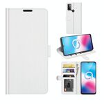 Per Alcatel 1s 2021 / 3L 2021 R64 Texture Singola custodia protettiva orizzontale orizzontale con supporto e carte slot e portafoglio e cornice fotografica (bianco)