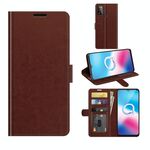 Per Alcatel 1s 2021 / 3L 2021 R64 Texture Singola custodia protettiva orizzontale orizzontale con supporto e carta Slot e portafoglio e cornice fotografica (marrone)
