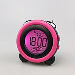 0705 Big Volume Semplice Sveglia tridimensionale tridimensionale MUTE Orologio elettronico luminoso (guscio nero rosa)