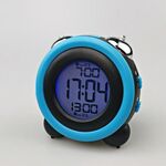 0705 Grande volume Semplice sveglia tridimensionale tridimensionale MUTE Orologio elettronico luminoso (Black Shell Blue)