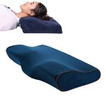Farfalla Shape Memory Foam Snorking Pillow Cuscino Slow Rebound Assistenza sanitaria Cuscino cervicale, Dimensioni: 50x30x10x6cm (Blu Velvet)