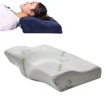 Farfalla Shape Memory Foam Snorking Pillow Cuscino Slow Rebound Assistenza sanitaria Cuscino cervicale, Dimensioni: 50x30x10x6cm (Bamboo Fiber White)