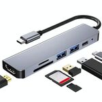 6 in 1 USB-C / Type-C a 4K HDMI + Slot per schede SD / TF + PD USB-C / Type-C Carica + 2 porte USB 3.0 PORTA Docking Multifunctional Hub Docking Station