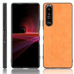 Per Sony Xperia 1 III antiurto antiurto modello di mucca per cucire PC + custodia PU + TPU (arancione)