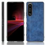 Per Sony Xperia 1 III antiurto antiurto cucito modello di mucca PC + custodia PU + TPU (blu)