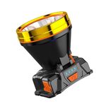 LED Night Fishing Charge Head Light Outdoor Camping Pesca Minatore Light Searchight Torcia elettrica a testa con display di carica, Colore: 32 Perline Lampada Luce gialla