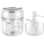 ZM-14 Mini Aglio Elettrico senza fili ZM-14 Masher, Colore: Bianco Tazza alta 250ml + piccola tazza 100ml