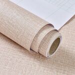 Carta da parati autoadesiva in tessuto imitazione PVC Carta da parati autoadesiva impermeabile Adesivi murali spessi Sfondo TV Decorazione murale Carta da parati in lino Dimensioni: 60 cm x 3 m (Khaki A602)
