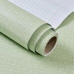 Carta da parati autoadesiva in tessuto finto PVC Adesivi murali spessi impermeabili TV Sfondo Decorazione murale Carta da parati in lino Dimensioni: 60 cm x 3 m (Verde chiaro A605)