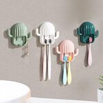 4 PCS Fun Cactus PORTAFRIZZA Spazzolino da denti Punch-free Scarico multifunzionale Gancio di stoccaggio del bagno, consegna colore casuale