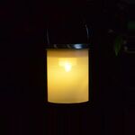 Luce all'aperto impermeabile a luce solare a forma di secchio a LED cortile giardino appeso lampada notte luce notturna (luce calda)
