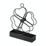 2 Pz Semplice Applegabile Ferro Battuto per zanzariera Portabullina Portatile A prova di sfumatura a prova di fuoco Bobina Cassetto Bruciatore di incenso Ornamenti Quattro foglie Erba (Nero)