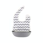 Baby Easy Clean Eating Bib Stereo Impermeabile tasca da riso ultra-leggero impermeabile (modello ondulato grigio)