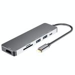 6 in 1 tipo C a HDMI + USB 3.0 + tipo C + SD / TF Docking station Hub multi-funzione