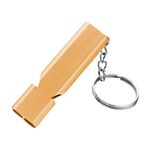10 PCS MNL-006 in lega di alluminio doppia tubo ad alta frequenza fischio per bambini Survival Fischio di sopravvivenza con portachiavi (oro)