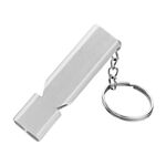 10 PCS MNL-006 in lega di alluminio Doppio tubo ad alta frequenza Fischio per bambini Sopravvivenza all'aperto fischio con portachiavi (argento)