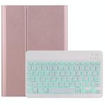 Dy-P10-S 2 in 1 tastiera Bluetooth rimovibile + custodia protettiva in pelle con retroilluminazione e supporto per Lenovo Smart Tab P10 (oro rosa)