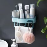 Telaio di stoccaggio della mensola del bagno senza punzoni da 2 pezzi della pz (blu)