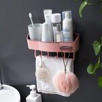 Telaio di stoccaggio del bagno della mensola senza punzoni da 2 pezzi della pz (rosa)