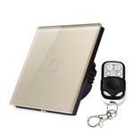 Interruttore a parete con pannello in vetro temperato da 86 mm 1 gruppo Interruttore tattile per casa intelligente con telecomando RF433, CA 110 V-240 V (oro)