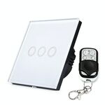 Interruttore a parete con pannello in vetro temperato a 3 gang da 86 mm Interruttore tattile per casa intelligente con telecomando RF433, CA 110 V-240 V (bianco)