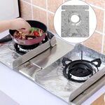 2 pezzi protezioni per stufe a gas lamina resistente al calore rivestimento anti-incrostazione pulizia utensili da cucina mat (argento)