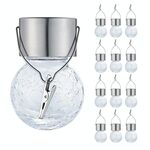 12 pezzi Crackle Ball Lampadario solare Giardino da giardino all'aperto Courtyard decorazione vacanze luce con clip (luce bianca)