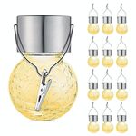 12 PZ Crackle Ball Solar Chandelier Outdoor Garden Courtyard Decorazione vacanze Luce con clip (luce bianca calda)