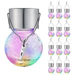 12 pezzi Crackle Ball Lampadario solare Giardino esterno Courtyard Courtyard Decorazione vacanze Luce con clip (luce colorata)