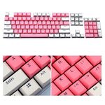 Tastiera meccanica trasparente da 104 chiavi a due colori PBT KeyCap KeyCap (Bianco rosa)