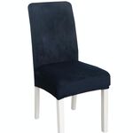 Fodera per sedia semi-interna in velluto ispessimento semplice, morbido, ad alta elasticità, per hotel (Blu scuro)