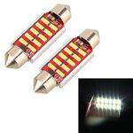 2 PCS DC 12V 2W 31MM 4014 Porta bicuspide Nessuna decodifica Lampada a cupola per auto Lampada da lettura a LED con 10 luci a LED (luce bianca)