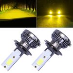 2 PCS H7 DC9-36V / 36W / 3000K / 6000LM IP68 Mini COB per auto / moto LED Lampade per fari / Fendinebbia (luce dorata)
