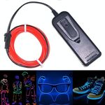 YouOKLight Neon EL Striscia flessibile rotonda fredda con vano batteria da 3 V per la decorazione di auto da ballo, lunghezza: 3 m (luce rossa)