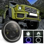 7 pollici H4 / H13 DC 9V-30V 3000LM 6000K 30W IP67 4LED Perline per lampada Lampade per fari a LED a forma rotonda per auto per Jeep Wrangler / Harley, con occhio di angelo