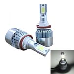 2 pezzi H8/H11 18W 1800LM 6000K impermeabile IP68 faro LED per auto con 2 lampade LED COB, DC 9-36V (luce bianca)