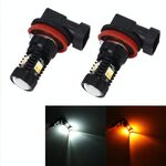 2 PCS Super Bright H11 / H8 DC 12V 5W 350LM Fendinebbia per auto con 16 lampadine LED SMD-3030, luce bianca + gialla