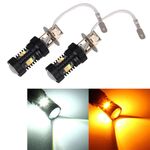 2 PCS Super Bright H3 DC 12V 5W 350LM Fendinebbia per auto con 16 lampadine LED SMD-3030, luce bianca + gialla