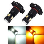2 PCS Super Bright PSX24W DC 12V 5W 350LM Fendinebbia per auto con 16 lampadine LED SMD-3030, luce bianca + gialla